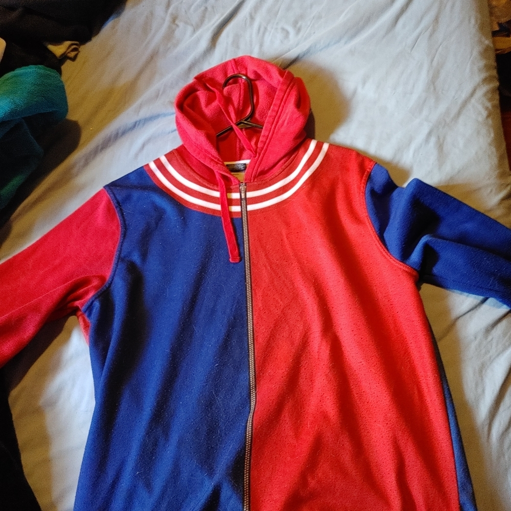 Harley Quinn blue and red pullover hoodie